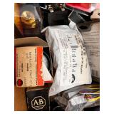 Box of Industrial Electrical Parts and Controls Including Allen-Bradley, Relays, Adapters, and Connectors
