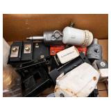 Box of Industrial Electrical Parts and Controls Including Allen-Bradley, Relays, Adapters, and Connectors