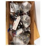 Box of Electrical Hardware and Accessories, Sylvania Bulbs, Allen-Bradley Parts