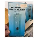 Box of Vintage and Modern Electronic Parts and Components Assortment