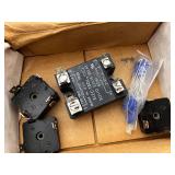 Box of Vintage and Modern Electronic Parts and Components Assortment