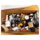 Box of Assorted Industrial Electrical and Pressure Components