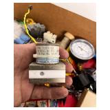 Box of Assorted Industrial Electrical and Pressure Components