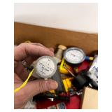 Box of Assorted Industrial Electrical and Pressure Components