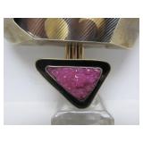 Large Signed Sterling Silver Copper & 18K Gold Designer Modernist Brooch