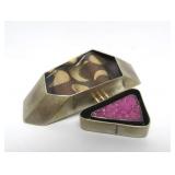 Large Signed Sterling Silver Copper & 18K Gold Designer Modernist Brooch