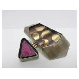 Large Signed Sterling Silver Copper & 18K Gold Designer Modernist Brooch