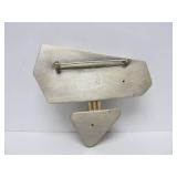 Large Signed Sterling Silver Copper & 18K Gold Designer Modernist Brooch
