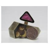 Large Signed Sterling Silver Copper & 18K Gold Designer Modernist Brooch