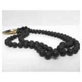 18K Designer Gold Pendant Necklace w/Mabe Pearl & Black Onyx Beads