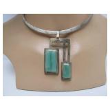 Large Sterling Silver & Sculpted Gemstone Designer Pendant Necklace - Forme Livre by Burle Marx