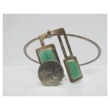 Large Sterling Silver & Sculpted Gemstone Designer Pendant Necklace - Forme Livre by Burle Marx