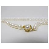 Genuine Hand Tied Pearl Necklace w/Gold Clasp
