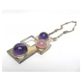 Large Sterling Silver & Gemstone Designer Pendant Necklace by Burle Marx