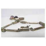 Large Sterling Silver & Gemstone Designer Pendant Necklace by Burle Marx