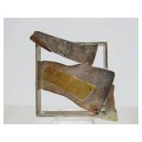 Gorgeous Sculptural Modernist Sterling Silver & 14K Gold Brooch