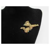 Exceptional Solid 18K Gold & Gemstone Brutalist Brooch Pendant