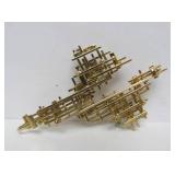 Exceptional Solid 18K Gold & Gemstone Brutalist Brooch Pendant