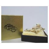 Exceptional Solid 18K Gold & Gemstone Brutalist Brooch Pendant