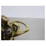 Wonderful Solid 18K Gold Brutalist Design Ring w/Diamonds