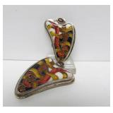 Large Sterling Silver & Cloisonné Enamel Necklace & Earring Set Signed "BW"