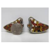 Large Sterling Silver & Cloisonné Enamel Necklace & Earring Set Signed "BW"