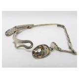 Large Sterling Silver & Cloisonné Enamel Necklace & Earring Set Signed "BW"