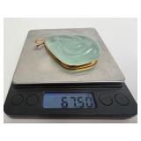 Large Genuine 18K Gold & Sculpted Gemstone Designer Pendant - Forme Livre by Burle Marx