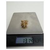 Wonderful Solid 18K Gold Brutalist Design Ring w/Diamonds