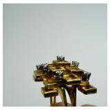 Wonderful Solid 18K Gold Brutalist Design Ring w/Diamonds