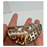 Large Sterling Silver & Cloisonné Enamel Necklace & Earring Set Signed "BW"