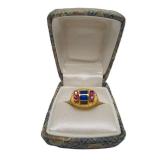 14K Gold Ring - Set w/Rubies & Lapis - Ornate Filigree Goldwork - Size 6.5