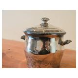 Silverplated Lidded Ice Bucket - Paul Revere by W.M. Rogers & Son / Mid-Century Modern style / #27 design / with Glass Liner