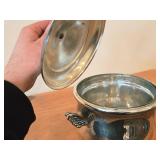 Silverplated Lidded Ice Bucket - Paul Revere by W.M. Rogers & Son / Mid-Century Modern style / #27 design / with Glass Liner