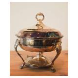 Vintage 11" 1940-grams Silverplated Chafing Dish with Stand and Alcohol Burner