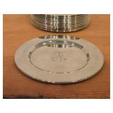 Lot of (12) 6" 1183-grams (total) Silverplated Bread Plates - Monogram F by W.M. A. Rogers