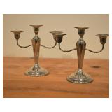 Lot of (2) 819-grams (total) Sterling Silver / Bronze Base w/ Weighted Core Candleabra by Heintz Art Metal Shop 8" x 7 1/2"