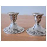 Lot of (2) 493-grams (total) Sterling Silver Weighted Candlestick Holders by Gorham 3" x 3 1/2"