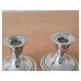 Lot of (2) 493-grams (total) Sterling Silver Weighted Candlestick Holders by Gorham 3" x 3 1/2"