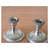 Lot of (2) 627-grams (total) Sterling Silver Weighted Candlestick Holders by Gorham 3 1/2" x 3 3/4"