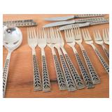 Lot of (29 Piece) 1084-grams (total) 830 Silver Flatware Set - Knifes (x5), Dinner Forks (x7), Salad Forks (x6), Small Spoons (x7), Large Spoons (x3), Serving Spoon, 2-tine Fork - Juvel by Nils Hanson