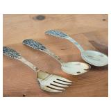 Lot of (3) 280-grams (total) 830 Silver Flatware - Salad Serving Set and 5-tine Serving Fork - Valdres by Th. Martinson (Norway)