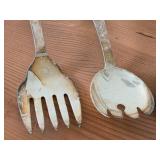 Lot of (3) 280-grams (total) 830 Silver Flatware - Salad Serving Set and 5-tine Serving Fork - Valdres by Th. Martinson (Norway)