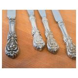 Lot of (4) 9" 290-grams (total) Dinner Knives - Francis I by Reed & Barton Sterling Silver Handle / Silverplated Blade