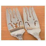 Lot of (2) 8" 154-grams (total) Sterling Silver Pierced Fish / Cold Meat Serving Forks - Francis I by Reed & Barton