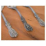 404-grams (total) Sterling Silver Soild Pierced Fish Serving Fork 9-3/4", Solid Cold Meat Serving Fork 9" (x2) - Francis I by Reed & Barton