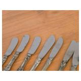 309-grams (total) Mirrorstele Sterling Silver Hollow Handle with Stainless Steel Blade Master Butter Knife 7-1/4", Butter Spreader 6" (x3), Butter Spreading Paddle 6" (x3) - Francis I by Reed & Barton