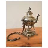 2630-grams Heavy Silverplate (Lifetime) Tilting Tea Pot (Spirit Kettle) by Eton 8" x 8" x 2" with Stand and Spirit Burner (Alcohol)