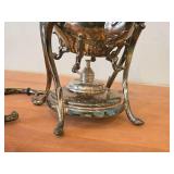 2630-grams Heavy Silverplate (Lifetime) Tilting Tea Pot (Spirit Kettle) by Eton 8" x 8" x 2" with Stand and Spirit Burner (Alcohol)