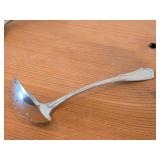 Lot of (7) 282-grams (total) Silverplated Flatware - 1847 Rogers Bros Gravy Ladle, Gorham Gravy Ladle, W.M. Rogers Camelot-Melody Fruit Spoons (x2), Sugar Sifter, Decorative Wide Spoon, Decorative Tea